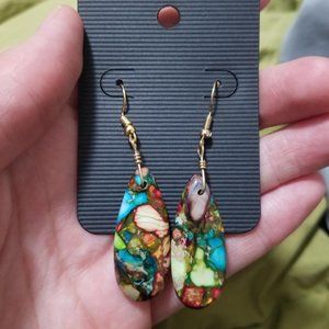 Multi color jasper earrings